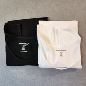 Lot of 2 Woman Within Perfect‎ Tank Top 2XP 26/28 Petite Black & White